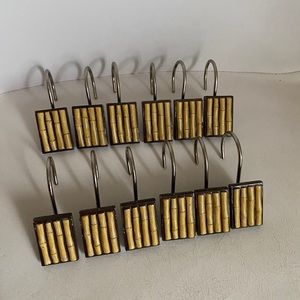 Bamboo shower curtain hooks